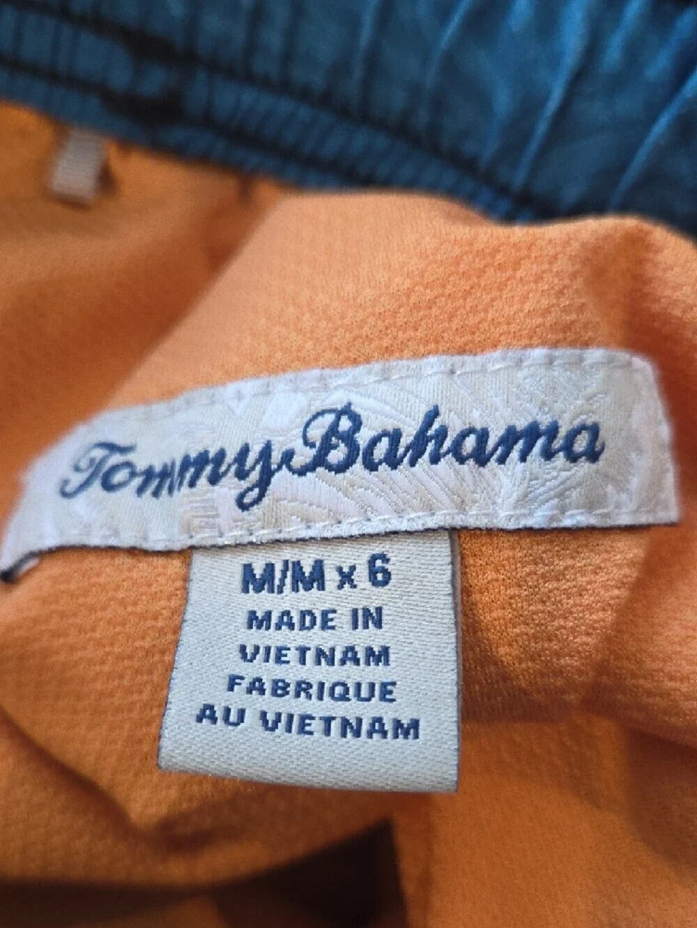 Tommy Bahama Orange Shirt with Navy Script Label